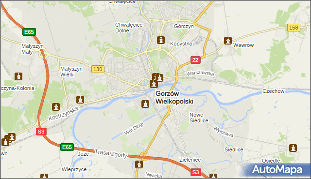 mapa Gorzów Wielkopolski, Gorzów Wielkopolski na mapie Targeo