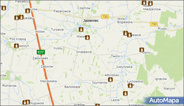 mapa Gośniewice gmina Jasieniec, Gośniewice gmina Jasieniec na mapie Targeo