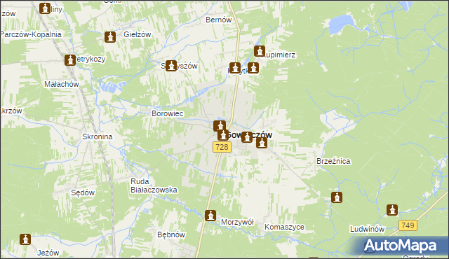 mapa Gowarczów, Gowarczów na mapie Targeo