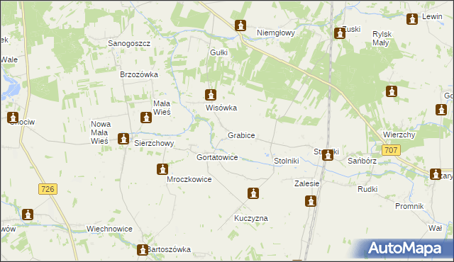 mapa Grabice gmina Cielądz, Grabice gmina Cielądz na mapie Targeo