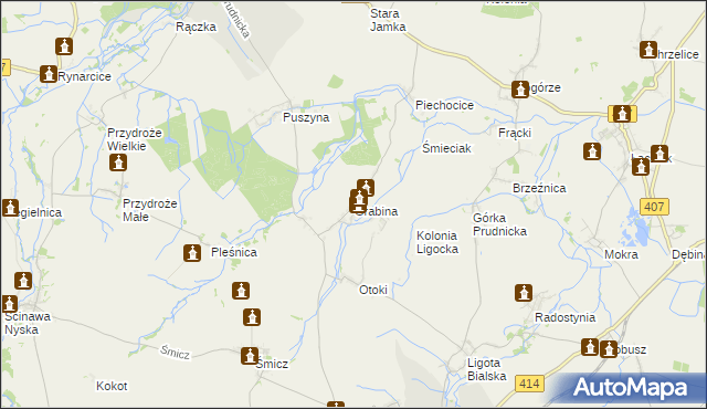 mapa Grabina gmina Biała, Grabina gmina Biała na mapie Targeo
