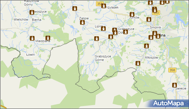 mapa Grabiszyce Górne, Grabiszyce Górne na mapie Targeo