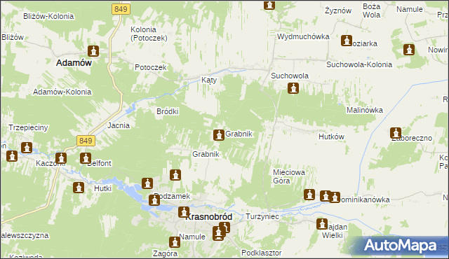 mapa Grabnik gmina Adamów, Grabnik gmina Adamów na mapie Targeo