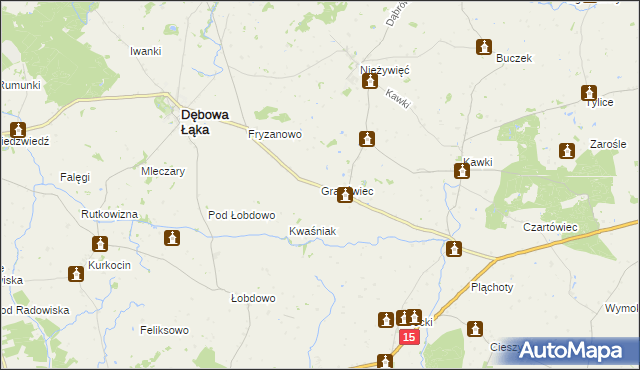 mapa Grabówiec gmina Bobrowo, Grabówiec gmina Bobrowo na mapie Targeo