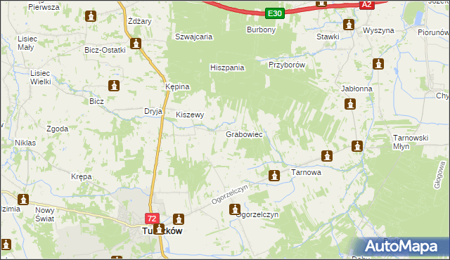 mapa Grabowiec gmina Tuliszków, Grabowiec gmina Tuliszków na mapie Targeo