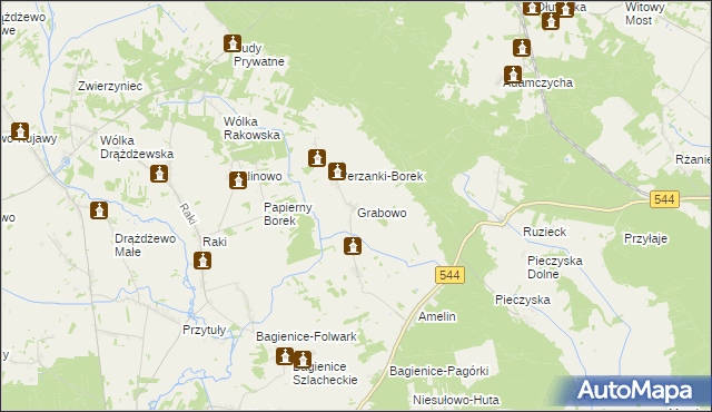 mapa Grabowo gmina Krasnosielc, Grabowo gmina Krasnosielc na mapie Targeo