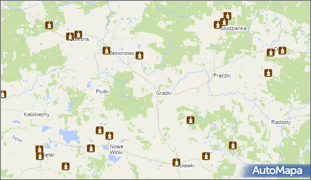 mapa Gradki, Gradki na mapie Targeo