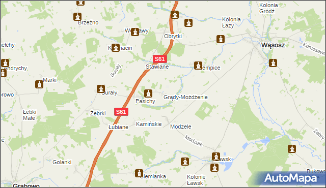 mapa Grądy-Możdżenie, Grądy-Możdżenie na mapie Targeo