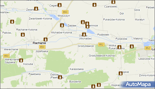 mapa Grodysławice, Grodysławice na mapie Targeo