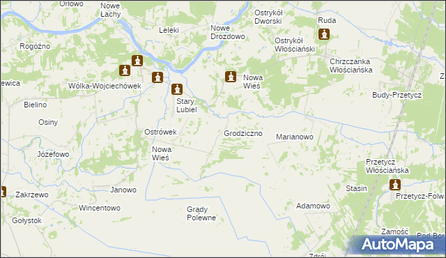 mapa Grodziczno gmina Rząśnik, Grodziczno gmina Rząśnik na mapie Targeo