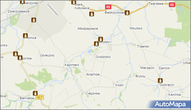 mapa Grodzisko gmina Pawłowiczki, Grodzisko gmina Pawłowiczki na mapie Targeo