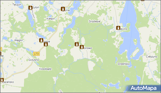 mapa Gronowo gmina Ostrowice, Gronowo gmina Ostrowice na mapie Targeo