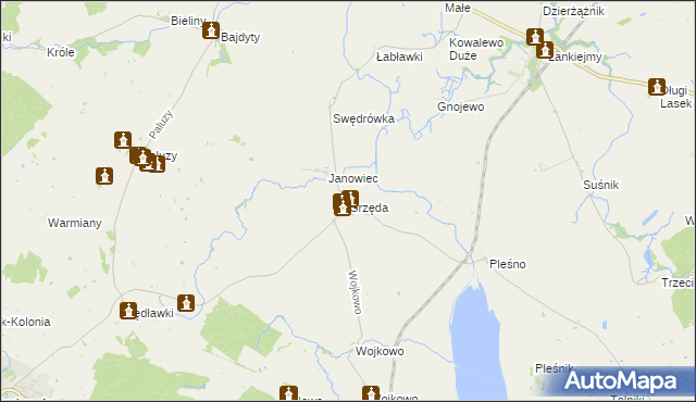 mapa Grzęda gmina Bisztynek, Grzęda gmina Bisztynek na mapie Targeo