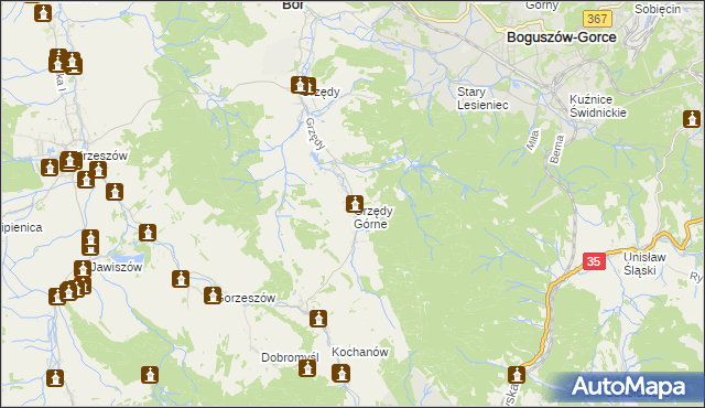 mapa Grzędy Górne, Grzędy Górne na mapie Targeo