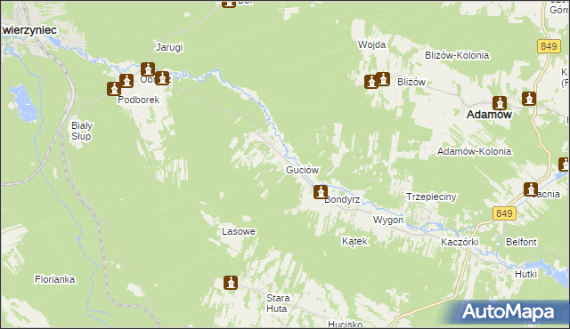 mapa Guciów, Guciów na mapie Targeo