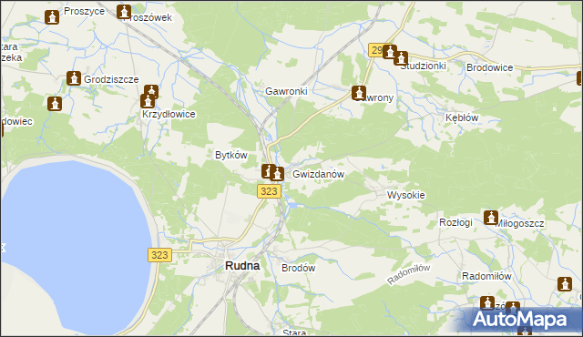 mapa Gwizdanów, Gwizdanów na mapie Targeo