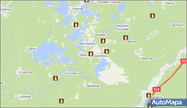 mapa Gwizdów gmina Modliborzyce, Gwizdów gmina Modliborzyce na mapie Targeo