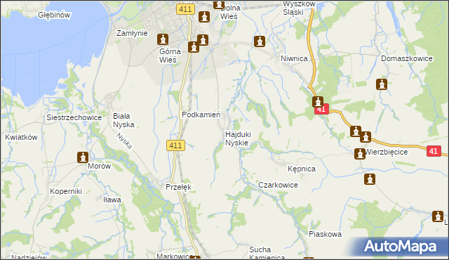 mapa Hajduki Nyskie, Hajduki Nyskie na mapie Targeo