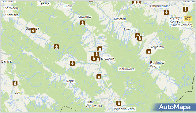 mapa Hańczowa, Hańczowa na mapie Targeo