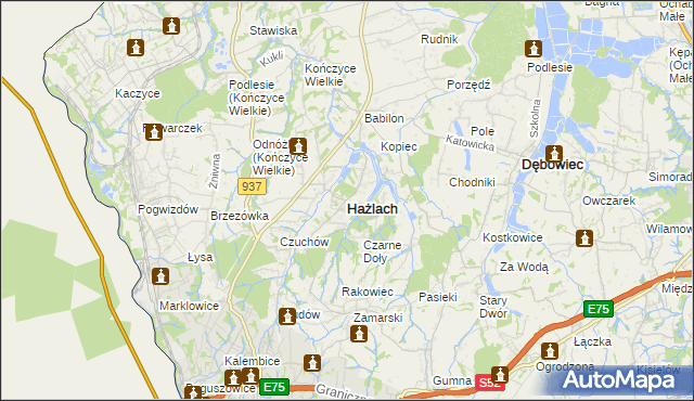 mapa Hażlach, Hażlach na mapie Targeo