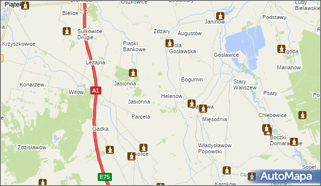 mapa Helenów gmina Głowno, Helenów gmina Głowno na mapie Targeo