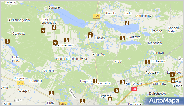mapa Helenów gmina Gostynin, Helenów gmina Gostynin na mapie Targeo