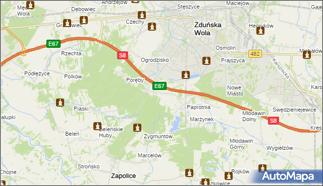 mapa Holendry gmina Zapolice, Holendry gmina Zapolice na mapie Targeo