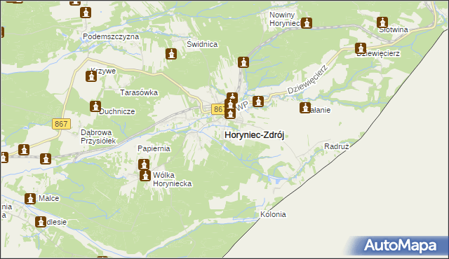 mapa Horyniec-Zdrój, Horyniec-Zdrój na mapie Targeo