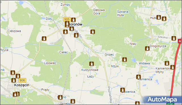 mapa Hucisko gmina Boronów, Hucisko gmina Boronów na mapie Targeo