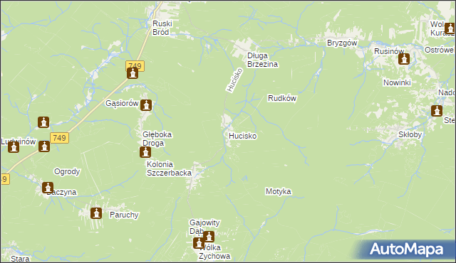 mapa Hucisko gmina Przysucha, Hucisko gmina Przysucha na mapie Targeo