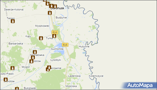 mapa Husynne gmina Dorohusk, Husynne gmina Dorohusk na mapie Targeo