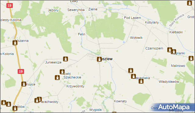 mapa Huszlew, Huszlew na mapie Targeo