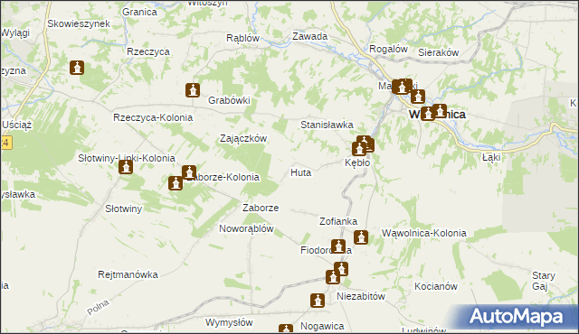 mapa Huta gmina Wąwolnica, Huta gmina Wąwolnica na mapie Targeo