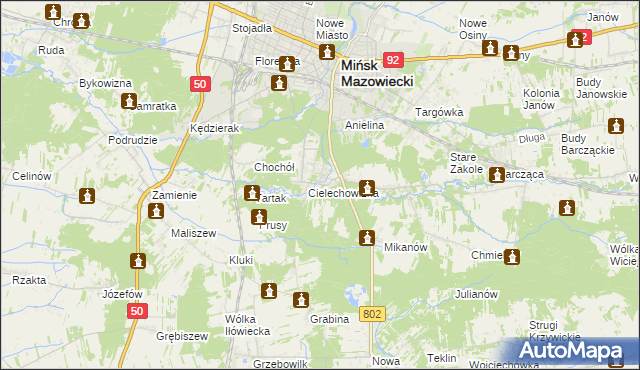 mapa Huta Mińska, Huta Mińska na mapie Targeo