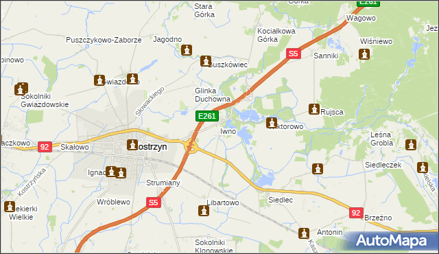 mapa Iwno gmina Kostrzyn, Iwno gmina Kostrzyn na mapie Targeo
