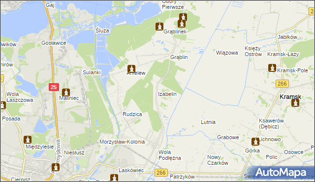mapa Izabelin gmina Kramsk, Izabelin gmina Kramsk na mapie Targeo