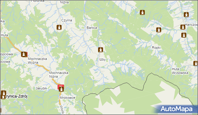 mapa Izby, Izby na mapie Targeo
