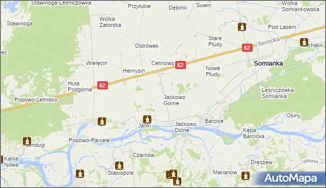mapa Jackowo Górne, Jackowo Górne na mapie Targeo