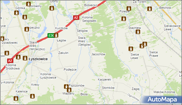 mapa Jacochów, Jacochów na mapie Targeo