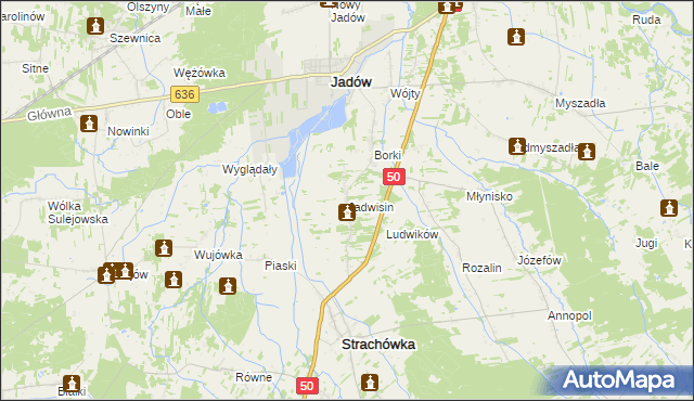 mapa Jadwisin gmina Strachówka, Jadwisin gmina Strachówka na mapie Targeo