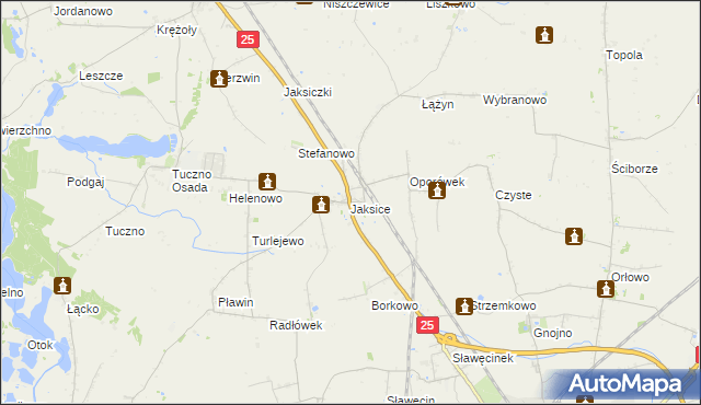 mapa Jaksice gmina Inowrocław, Jaksice gmina Inowrocław na mapie Targeo