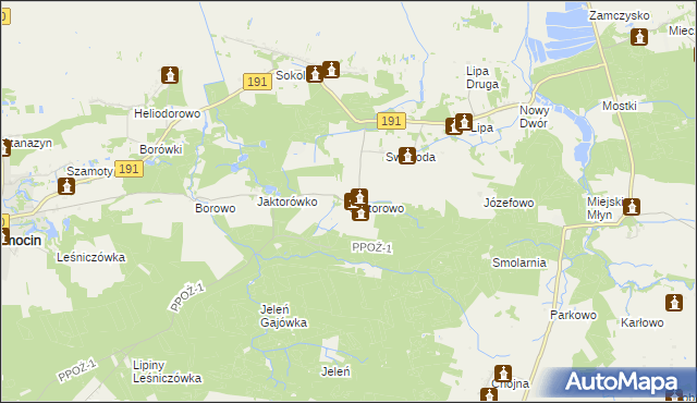 mapa Jaktorowo, Jaktorowo na mapie Targeo