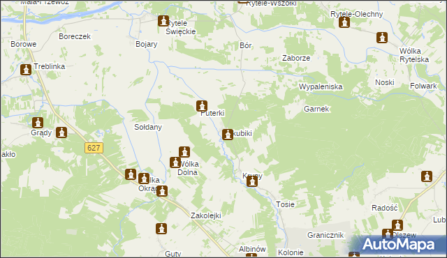 mapa Jakubiki, Jakubiki na mapie Targeo