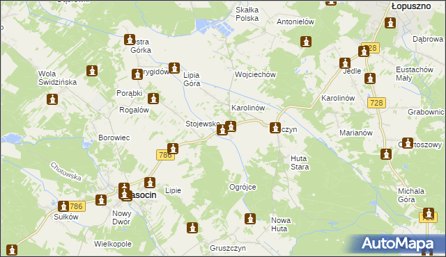 mapa Jakubów gmina Krasocin, Jakubów gmina Krasocin na mapie Targeo