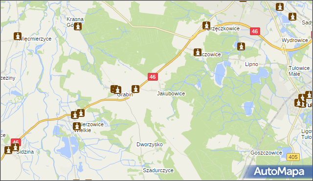 mapa Jakubowice gmina Niemodlin, Jakubowice gmina Niemodlin na mapie Targeo