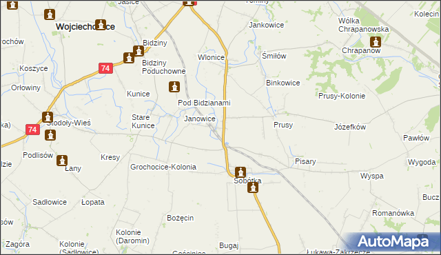 mapa Jakubowice gmina Ożarów, Jakubowice gmina Ożarów na mapie Targeo