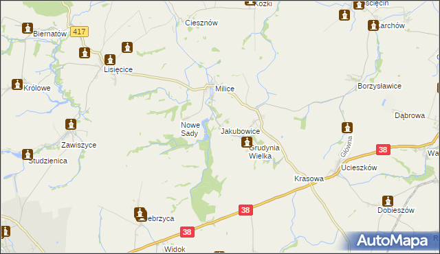 mapa Jakubowice gmina Pawłowiczki, Jakubowice gmina Pawłowiczki na mapie Targeo