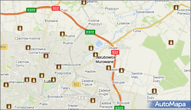 mapa Jakubowice Murowane, Jakubowice Murowane na mapie Targeo