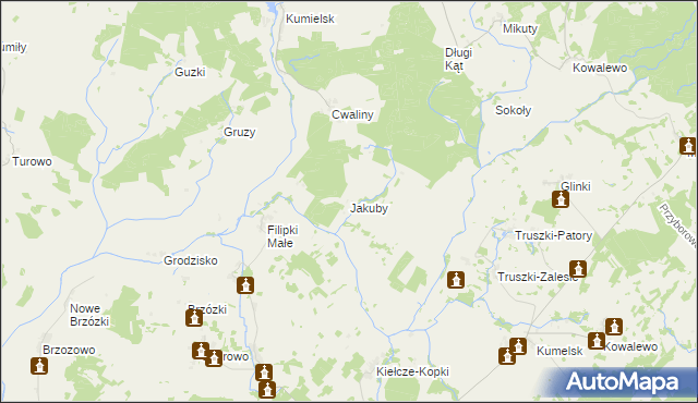 mapa Jakuby gmina Biała Piska, Jakuby gmina Biała Piska na mapie Targeo