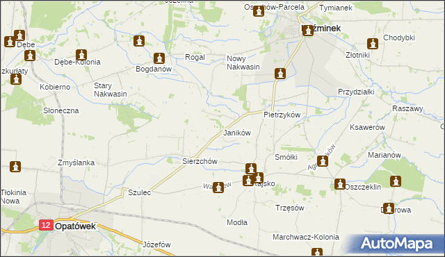 mapa Janików gmina Opatówek, Janików gmina Opatówek na mapie Targeo